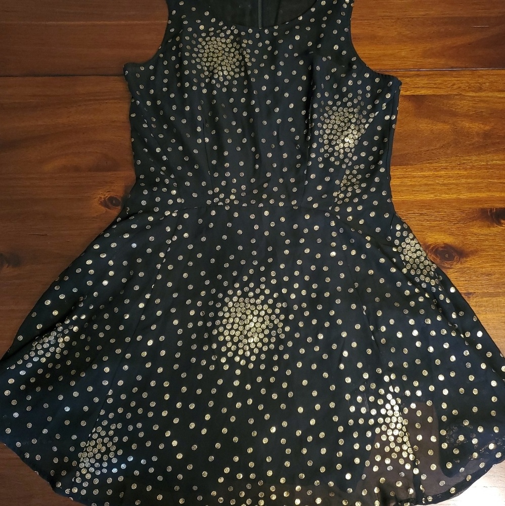 Black and gold dot dress